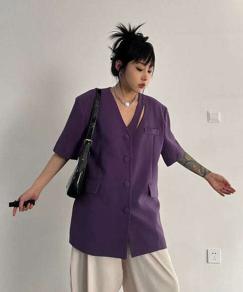 V-neck Short-sleeve Jacket